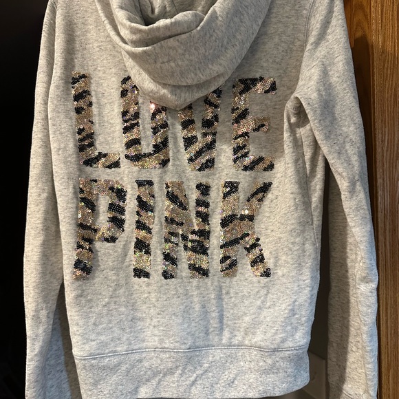 PINK Victoria's Secret Tops - PINK Victoria's Secret Heather Gray Zip-Up